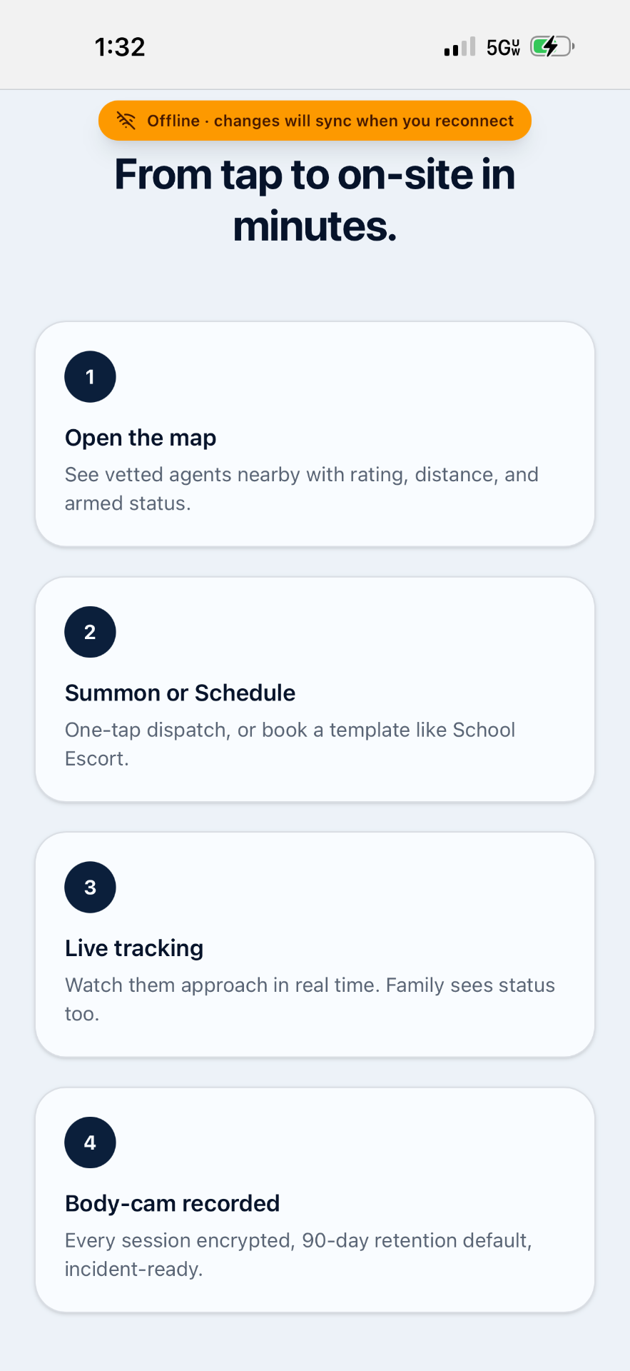 From tap to on-site in minutes